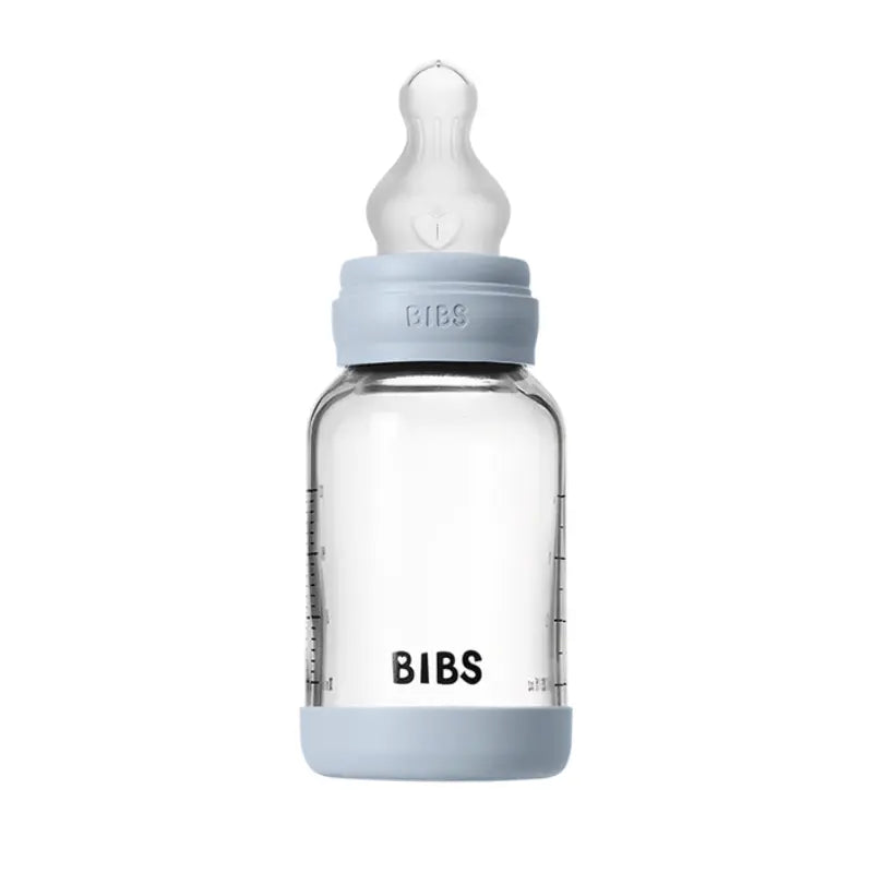 Biberon en Verre 120ml avec Tétine en Silicone Débit Lent - Baby Blue - Image 2