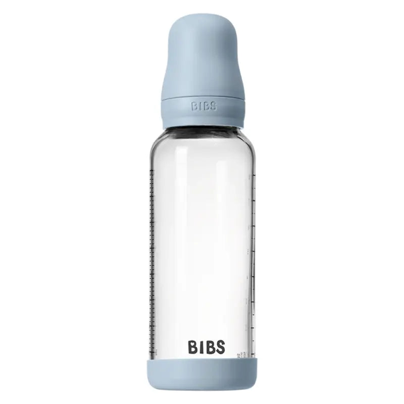 Biberon en Verre 240ml avec Tétine en Latex Débit Moyen - Baby Blue - Image 1
