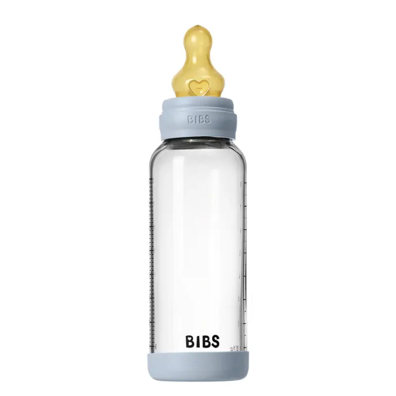 Biberon en Verre 240ml avec Tétine en Latex Débit Moyen - Baby Blue - Image 2