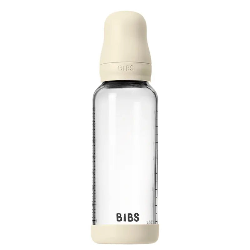 Biberon en Verre 240ml avec Tétine en Latex Débit Moyen - Ivory - Image 1