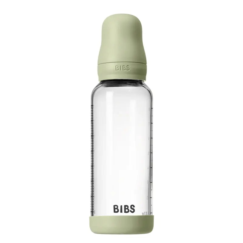Biberon en Verre 240ml avec Tétine en Latex Débit Moyen - Sage - Image 1