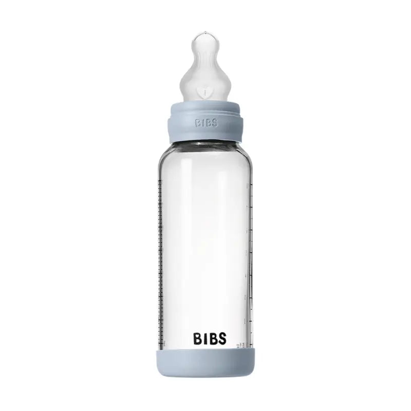 Biberon en Verre 240ml avec Tétine en Silicone Débit Moyen - Baby Blue - Image 2