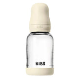 Biberon en verre rond 120 ml + tétine en silicone à débit lent - Ivoire - Image 1