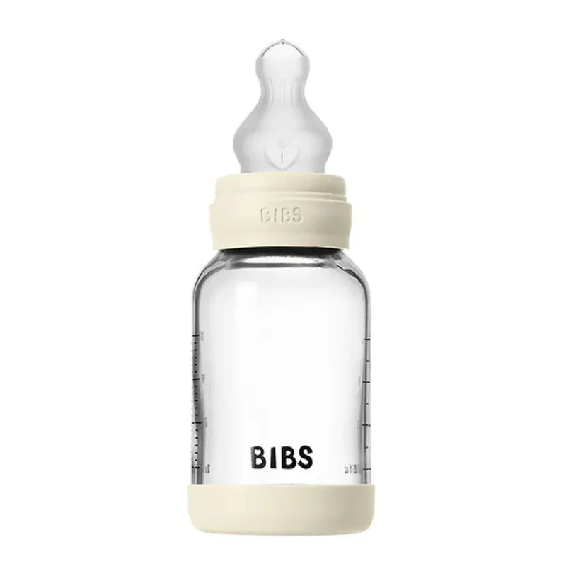 Biberon en verre rond 120 ml + tétine en silicone à débit lent - Ivoire - Image 2