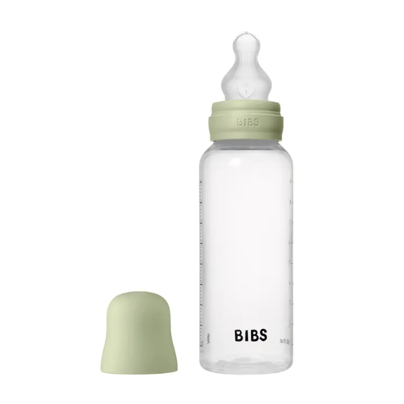 Biberon rond en silicone, 270 ml, débit moyen, couleur sauge - BIBS - Image 1