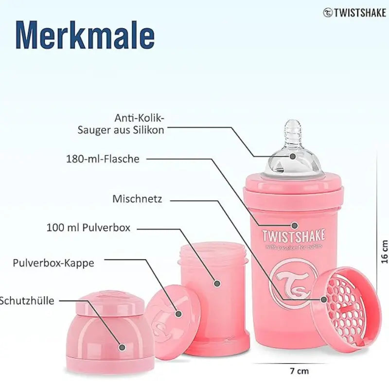 Biberons Anti-Coliques Twistshake 180ml Rose – 2m+ - Image 4