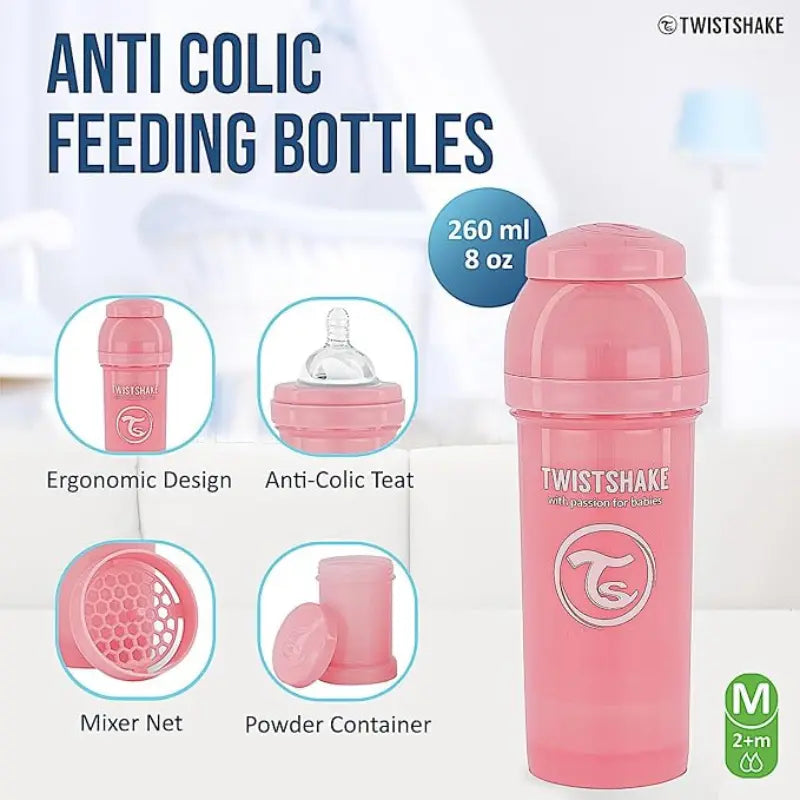 Biberons Anti-Coliques Twistshake 260ml Rose – 2m+ - Image 2