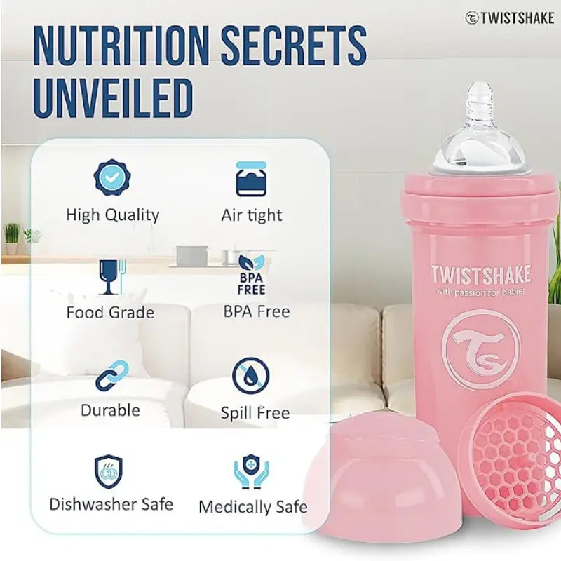 Biberons Anti-Coliques Twistshake 260ml Rose – 2m+ - Image 3