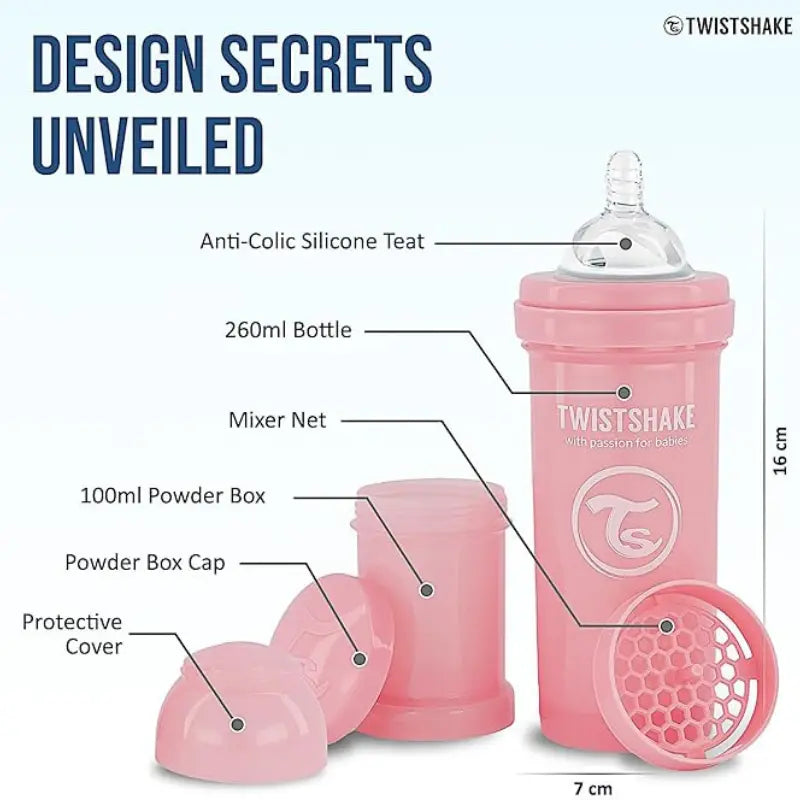 Biberons Anti-Coliques Twistshake 260ml Rose – 2m+ - Image 4