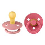 BIBS Colour Sucette Ronde en Caoutchouc Naturel – Lot de 2 - Rose Poudré - Corail - Image 1