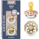 BIBS Lot de 2 Sucettes Bohème Nuit Rondes – Blush/Vanille - GLOW - Image 1