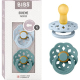 BIBS Lot de 2 Sucettes Bohème Rondes - Bleu Bébé/Mer des Îles - Image 1