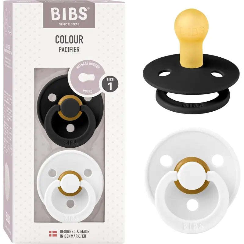 BIBS Lot de 2 Sucettes Rondes – Black/White - Image 1