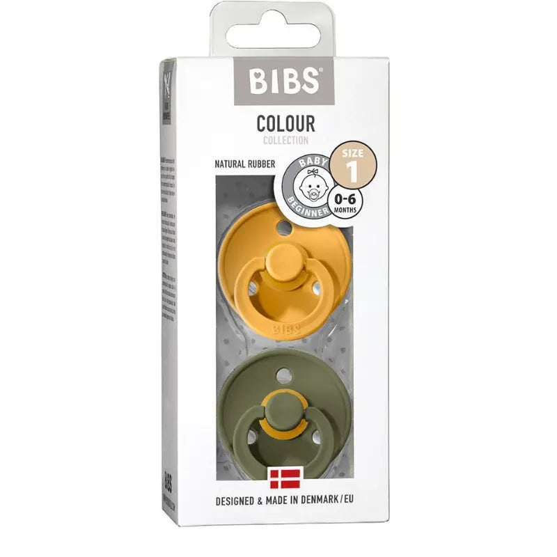 BIBS Lot de 2 Sucettes Rondes – Honey Bee/Olive