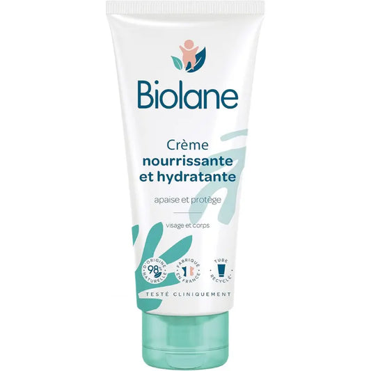 BIOLANE Crème Nourrissante et Hydratante Bébé Nouveau Packaging Visage  et Corps Apaise et Protège 98 % d’origine naturelle 100 ml - Image 1