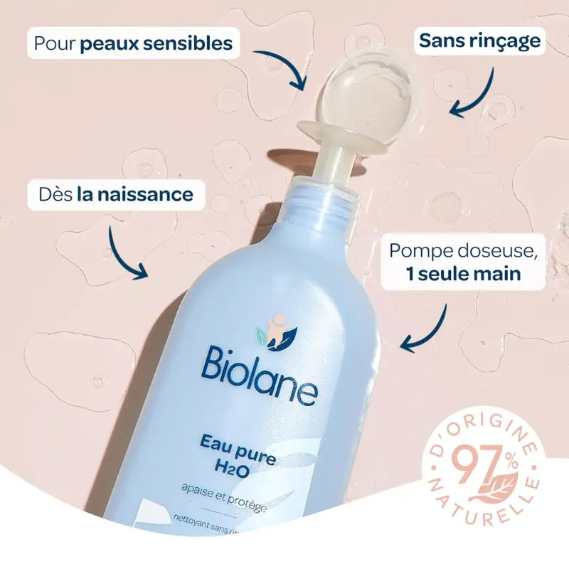 BIOLANE Eau Pure H2O 350ml Nettoyant Doux pour Visage, Corps et Siège Bébé Sans Rinçage - Image 5