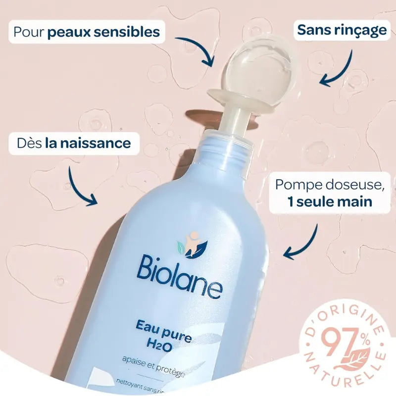 BIOLANE Eau Pure H2O Nettoyant Visage, Corps et Siège Bébé 750 ml - Image 2