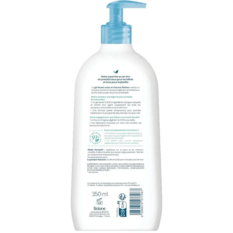Biolane Gel Douche Bébé Corps et Cheveux 2 en 1 350ml Doux, Naturel et Peau Sensible - Image 2