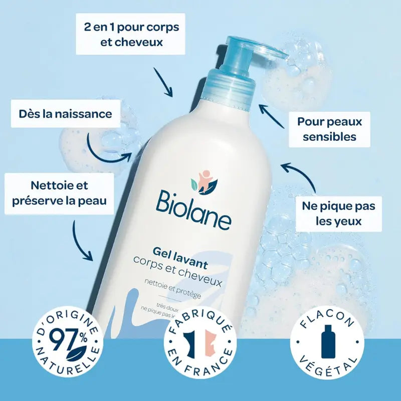 Biolane Gel Douche Bébé Corps et Cheveux 2 en 1 350ml Doux, Naturel et Peau Sensible - Image 5