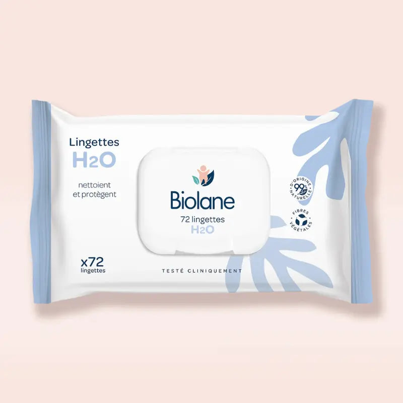 Biolane Lingettes Épaisses H2O Bébé Nettoyage Doux et Naturel pour Peau Sensible - Image 2