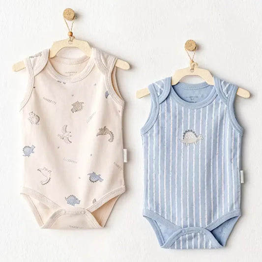 Body bébé 2 pièces Dino beige bleu AC2592 Andywawa - Image 1