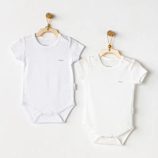 Body bébé Andywawa Jacquard à manches courtes, lot de 2, AC24704 , blanc-écru - Image 1