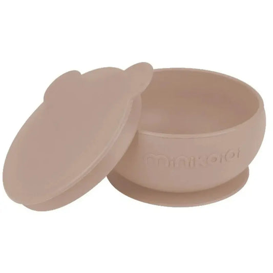Bol avec Couvercle et Ventouse MINIKOIOI en Silicone – Beige - Image 1
