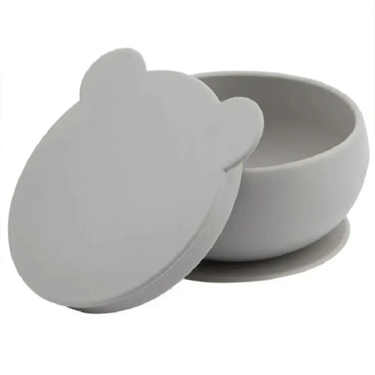 Bol avec Couvercle et Ventouse MINIKOIOI en Silicone – Gris - Image 1