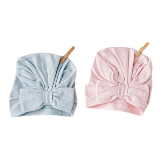 Bonnet bébé fille 2 pièces, motif lapin et ours en peluche AC25648 - Image 1