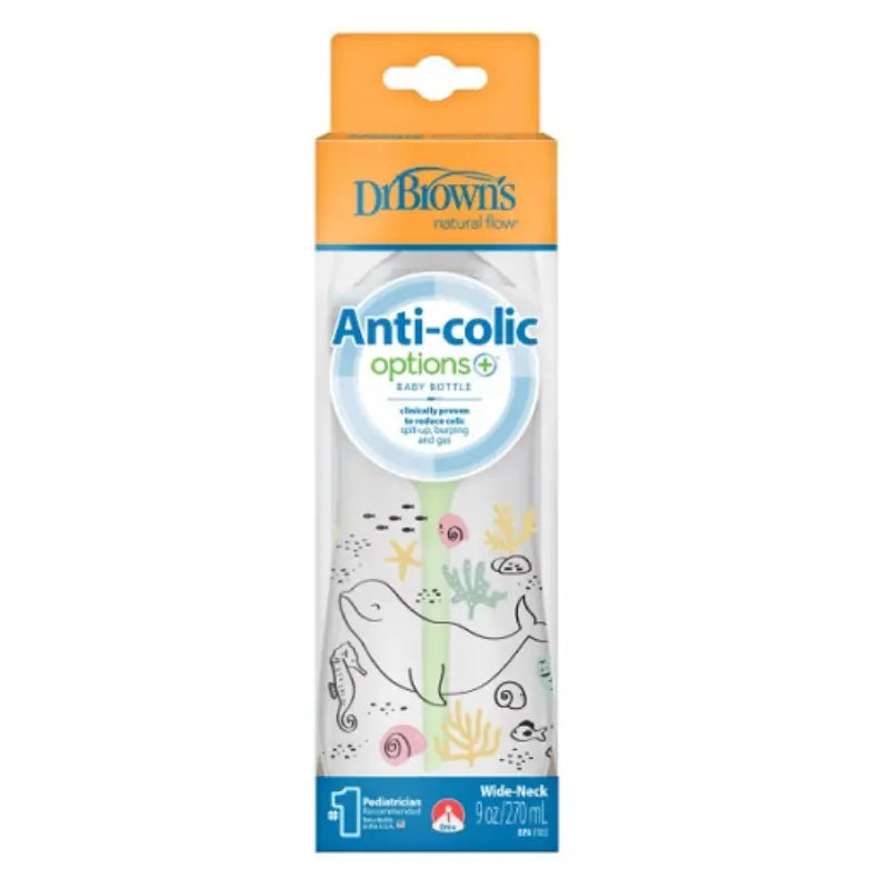 Bouteille à col large en plastique Dr Brown's Options+ 270 ml - Image 2