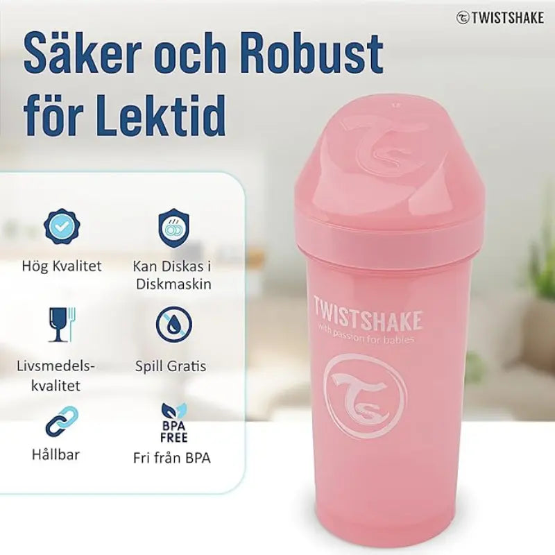 Bouteille anti-fuite Twistshake pour enfant 360 ml - Rose -12 mois  plus - Image 2