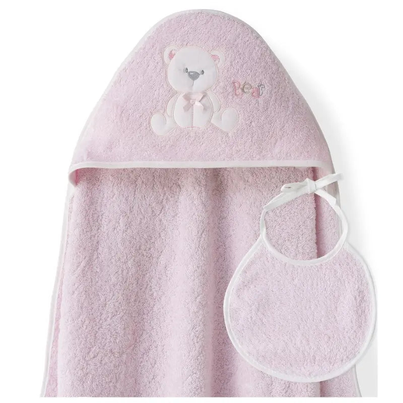 Cape de bain 1X1 Mod Ours Nœud papillon + Bavoir rose - Image 2