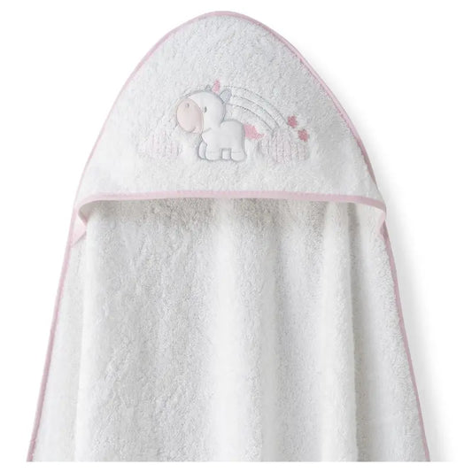 Cape de bain 1x1 motif licorne et nuages ​​plus bavoir  blanc/rose - Image 1
