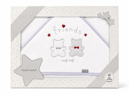 Cape de Bain à Capuche Bébé NAF NAF – Broderie Oursons Gris - Image 1