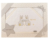 Cape de Bain Bébé NAF NAF en Coton - Motif Duo Lapins Jaune - Image 1
