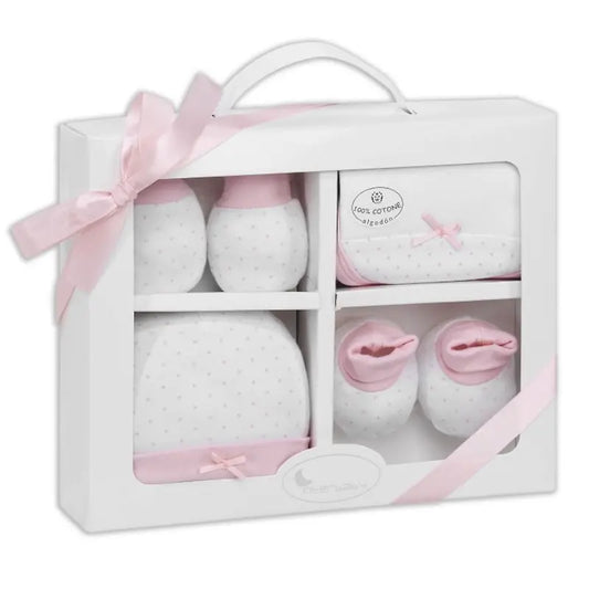 Coffret cadeau Interbaby 4 pièces rose modèle SET01 - Image 1
