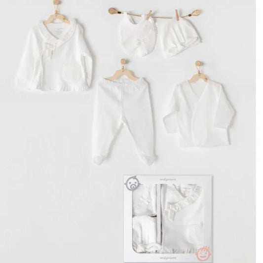 Coffret Naissance 100% Coton 5 Pièces Blanc Chic- Andywawa AC22560 - Image 1