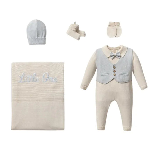 Coffret Naissance 5 Pièces Bleu Ciel – Tricot  Little One - Image 1