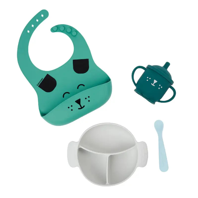 Coffret repas bébé  Vert et Gris LEARN'ISY 15-24 mois - Babymoov - Image 1