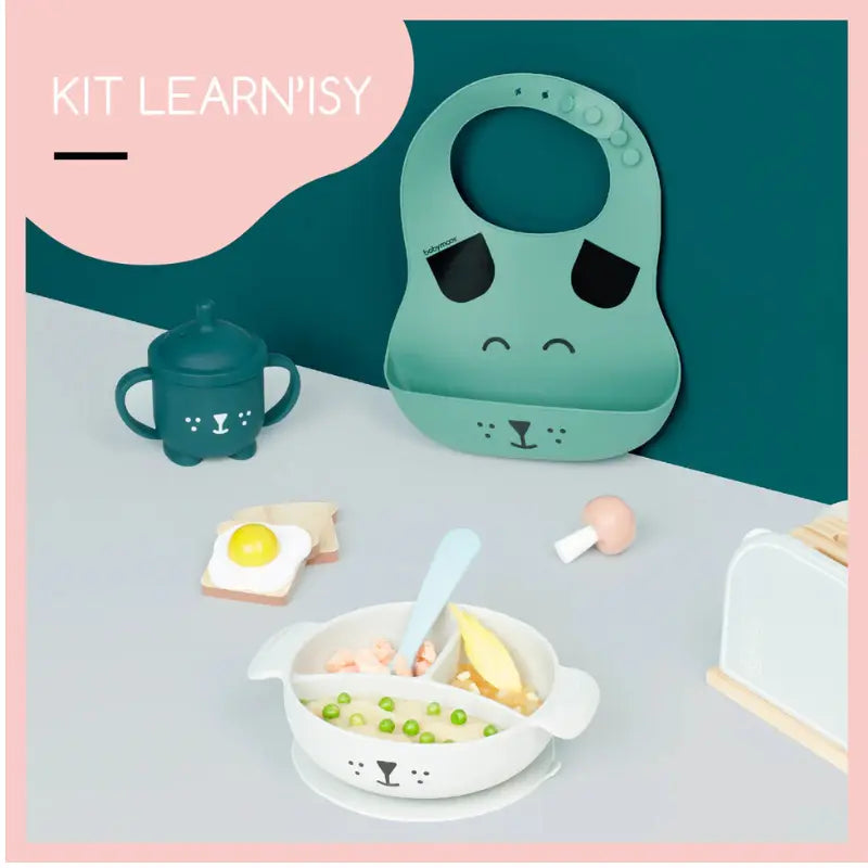 Coffret repas bébé  Vert et Gris LEARN'ISY 15-24 mois - Babymoov - Image 2