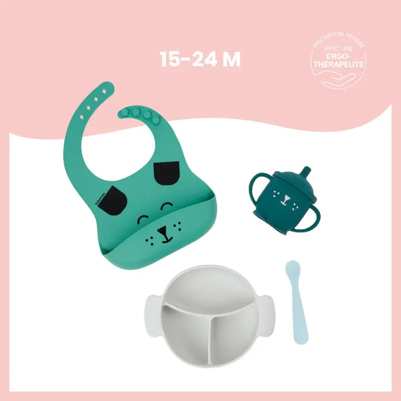 Coffret repas bébé  Vert et Gris LEARN'ISY 15-24 mois - Babymoov - Image 3