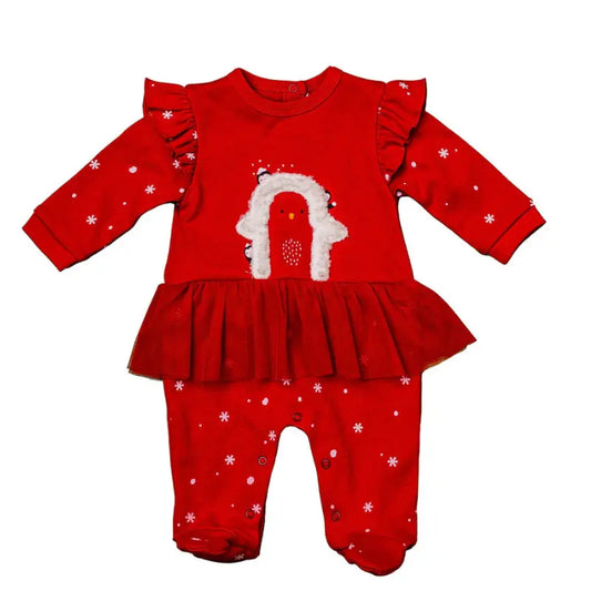 Combinaison bébé rouge à volants motif pingouin du Nouvel Andywawa AC23305 - Image 1