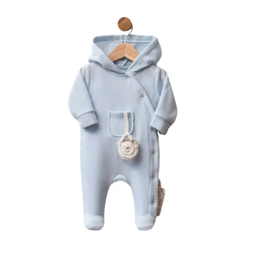 Combinaison polaire bébé avec capuche et petit pompon - Image 1
