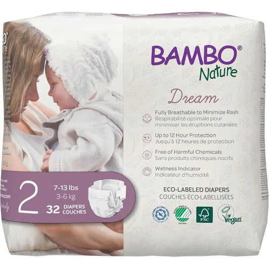 Couches bébé Bambo Nature Dream Taille 2 (3-6 kg) – 32 pièces - Image 1