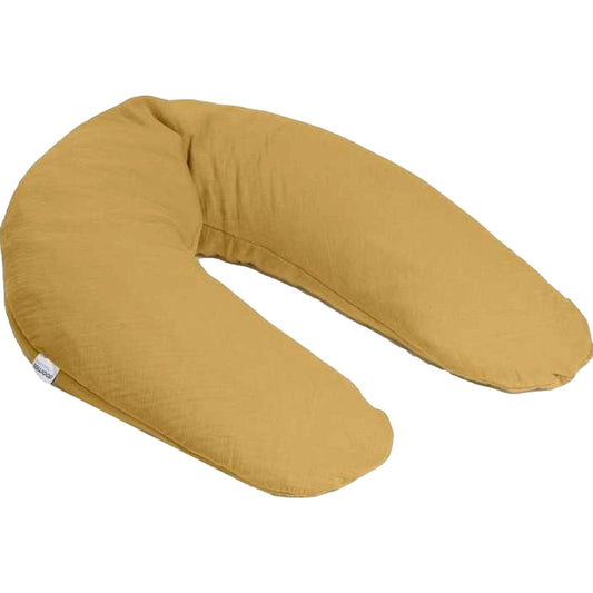 Coussin d’Allaitement et de Maternité Doomoo Basics Comfy Big 190 cm – Coton Bio Tetra Ocre - Image 1