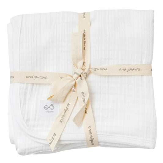 Couverture bébé en mousseline Andywawa Home 105 x 120 cm AC25870 Blanche - Image 1
