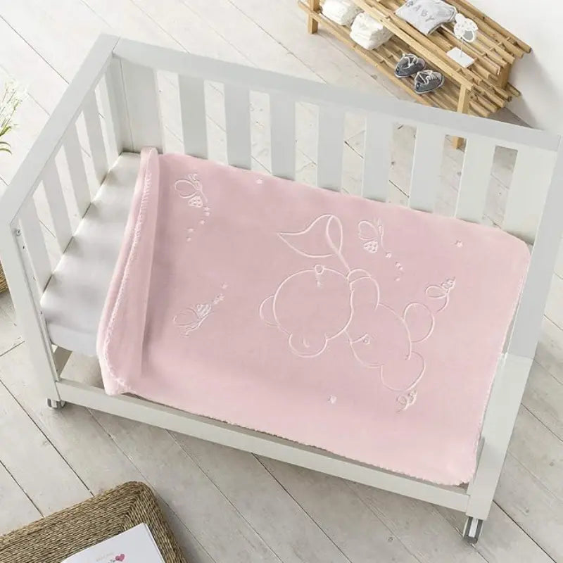 Couverture bébé rose 110 x 140 cm, modèle 6654, motif ours en peluche - Image 2