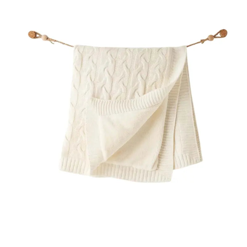 Couverture bébé tricotée 85x100 cm Écru  – Andywawa AC26340 - Image 1