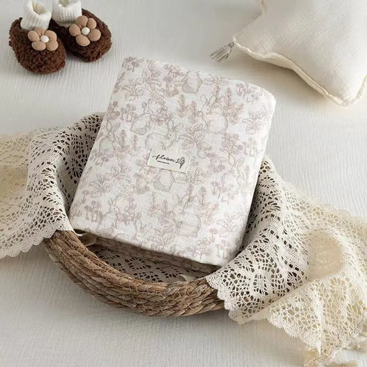 Couverture en Mousseline de Coton Bio 120cm x 130cm Lapin - Image 1