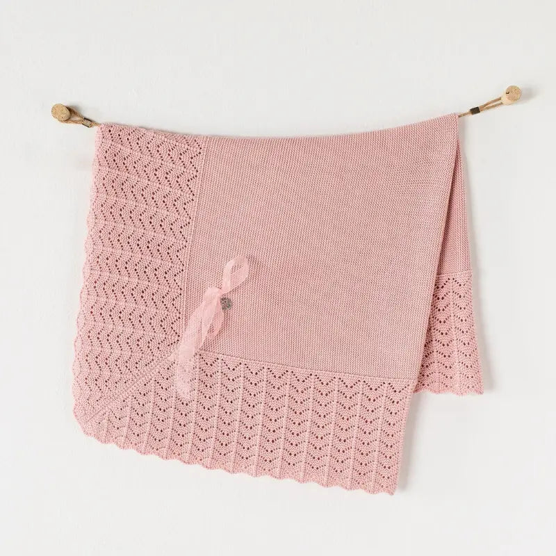 Couverture tricotée pour bébé Andywawa 100 x 90 cm Rose - Image 1
